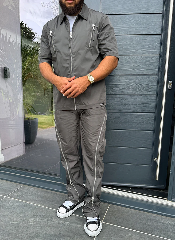 Nylon Zipper Shirt - Grey - Image 3