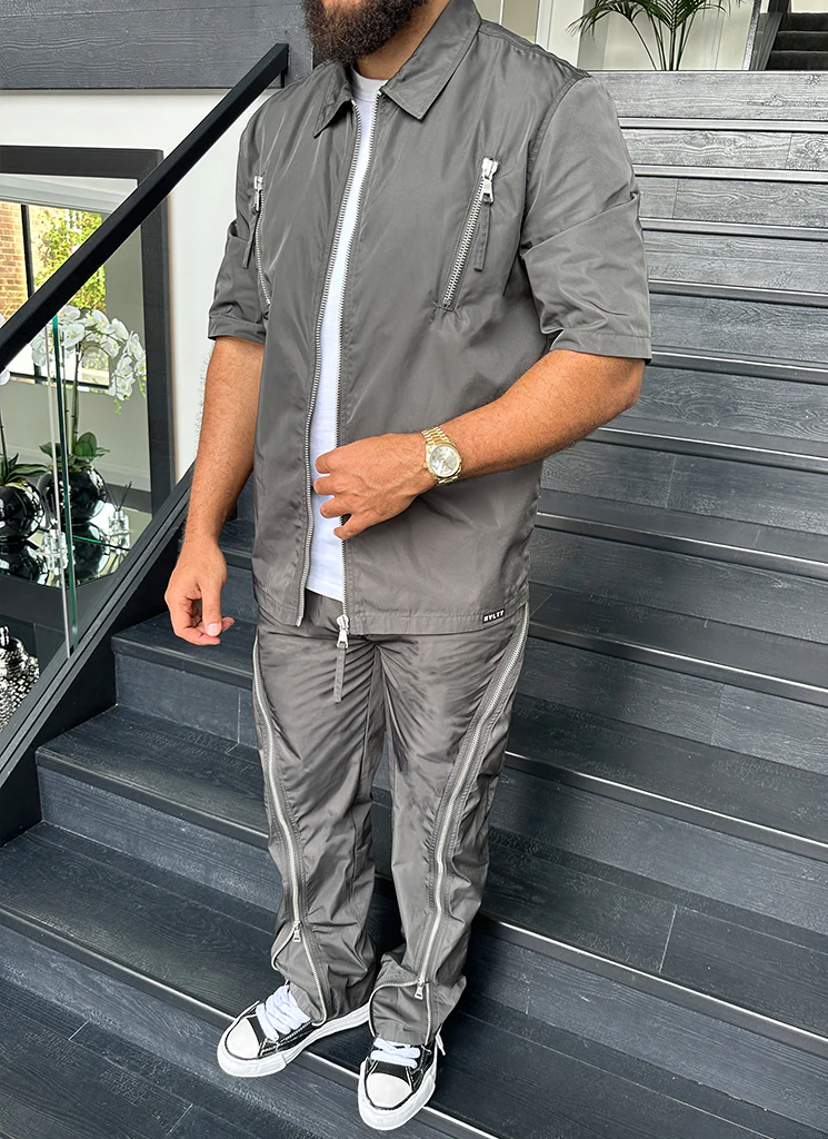 Nylon Zipper Shirt - Grey - Image 9
