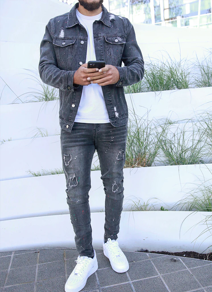 Paint Denim Jacket - Grey - Image 3