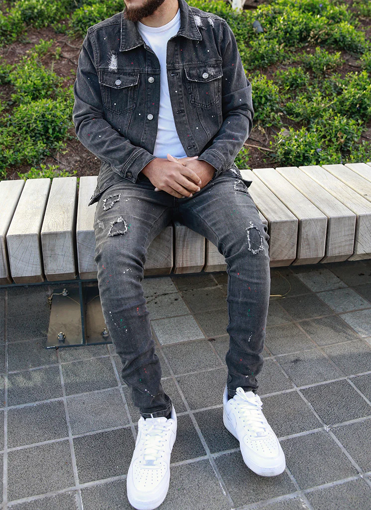 Paint Denim Jacket - Grey - Image 5