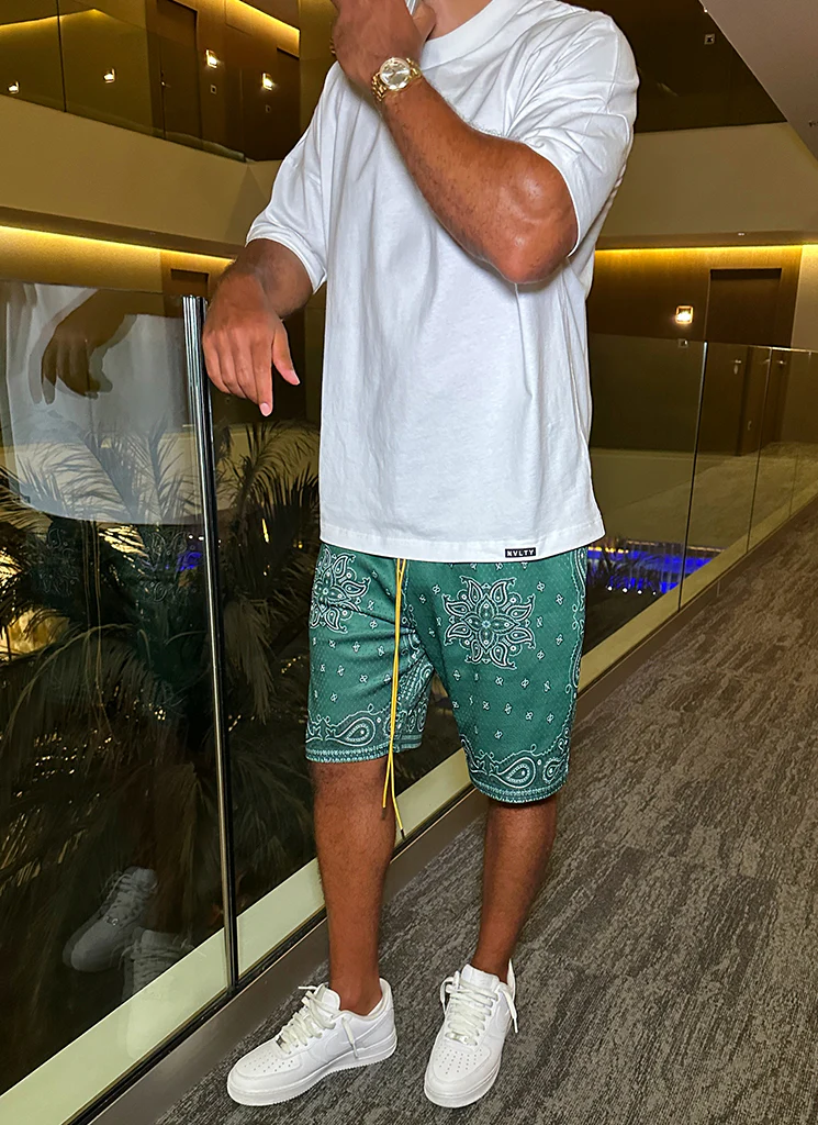 Paisley Mesh Shorts - Green - Image 10