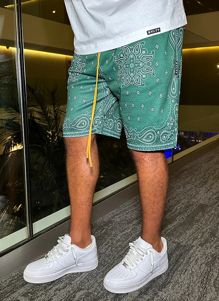Paisley Mesh Shorts - Green - Image 15