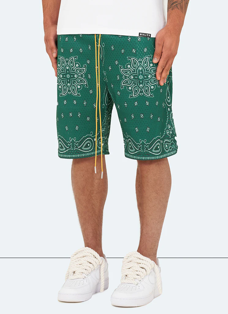 Paisley Mesh Shorts - Green - Image 4