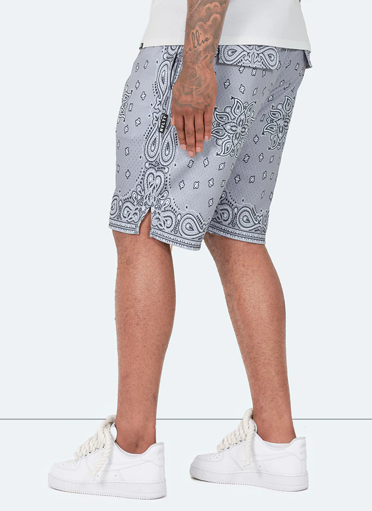 Paisley Mesh Shorts - Grey - Image 3