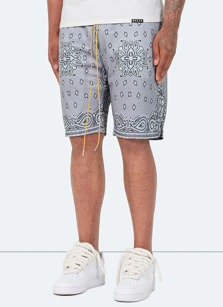 Paisley Mesh Shorts - Grey - Image 5