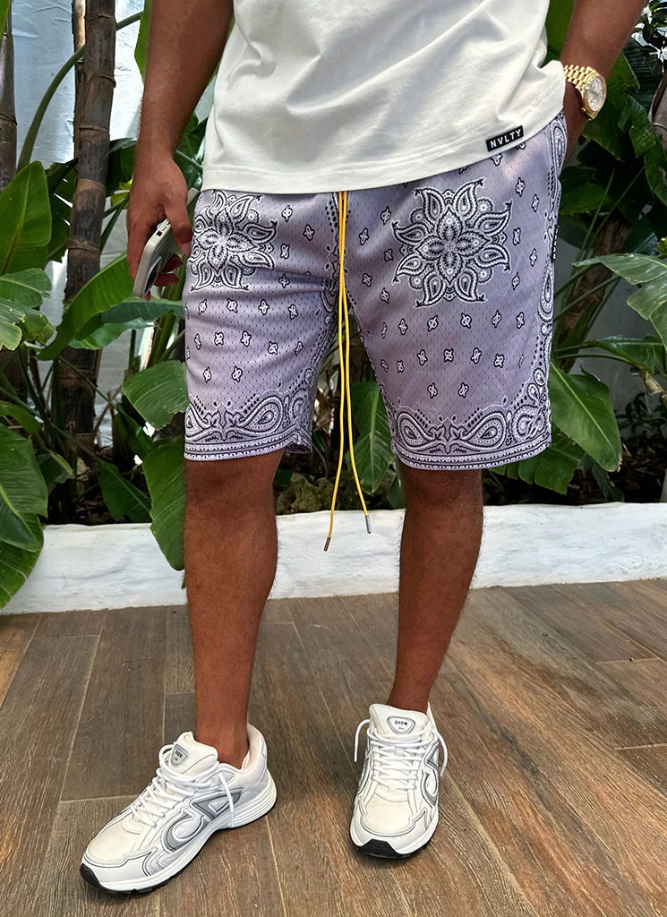 Paisley Mesh Shorts - Grey - Image 7