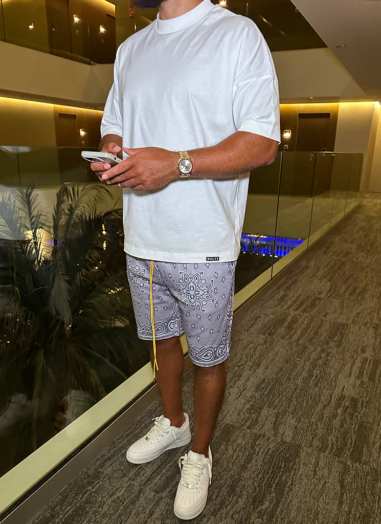 Paisley Mesh Shorts - Grey - Image 8