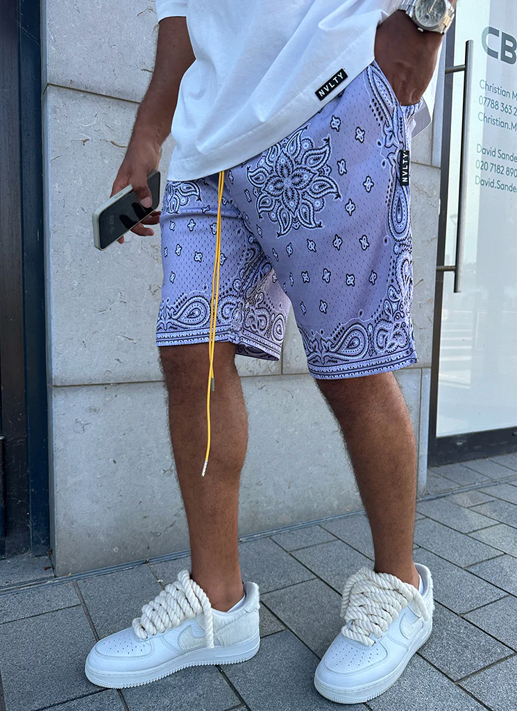 Paisley Mesh Shorts - Grey - Image 9