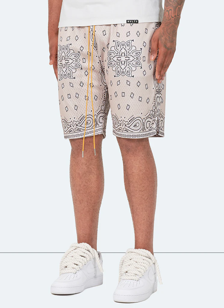 Paisley Mesh Shorts - Stone - Image 4