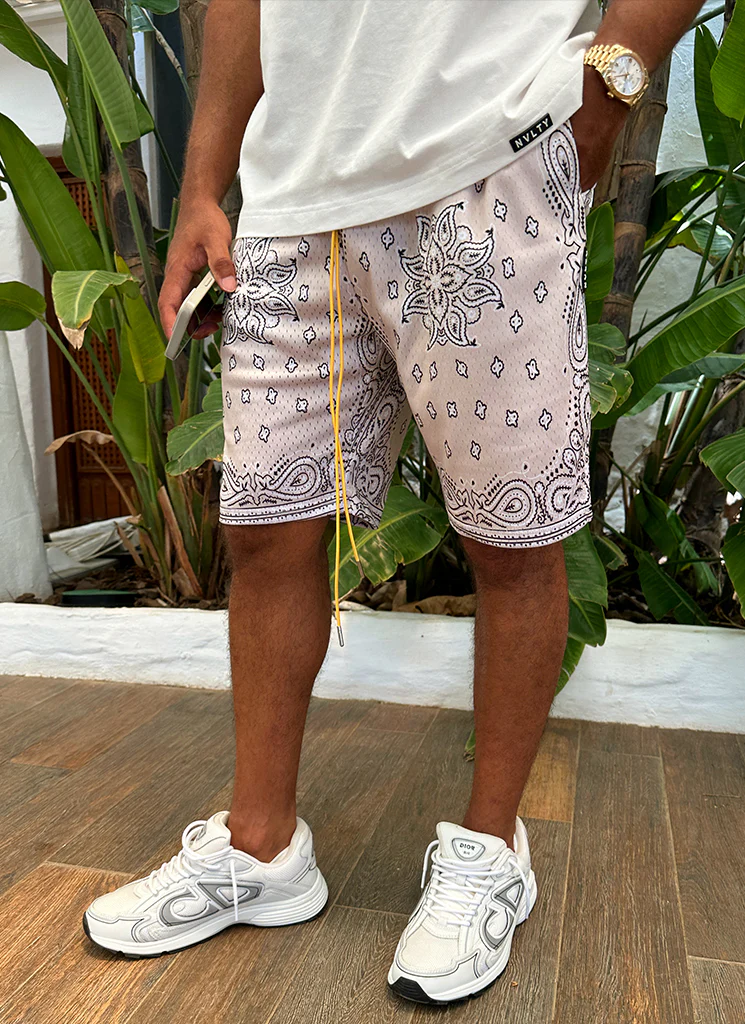 Paisley Mesh Shorts - Stone - Image 5