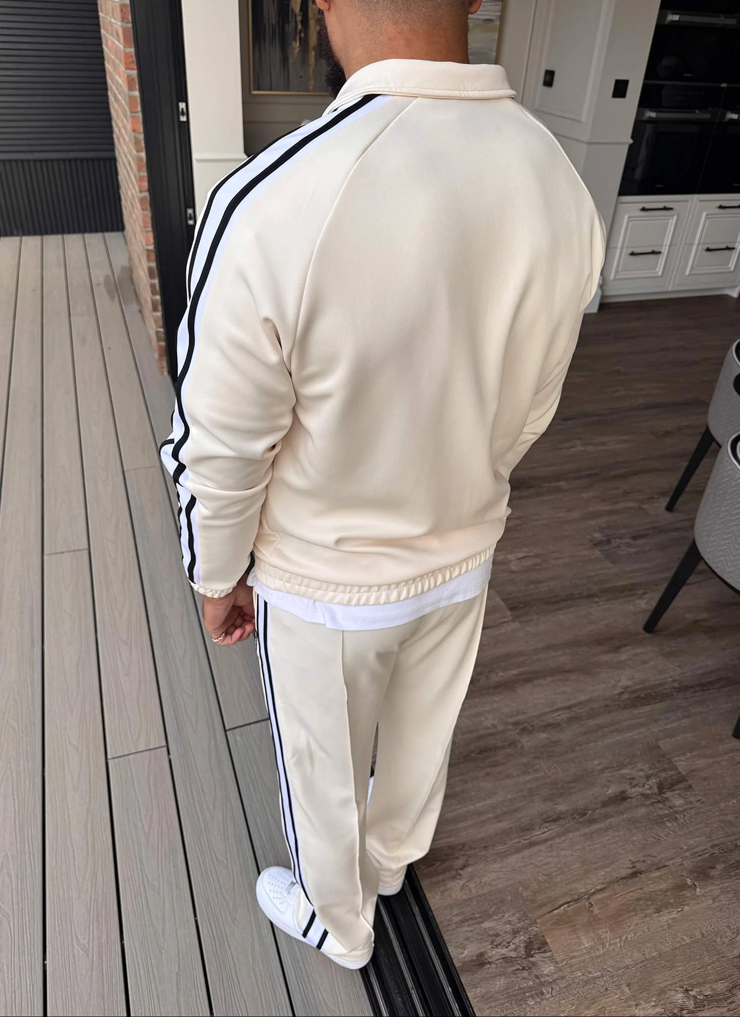 Panelled Luxe Track Jacket - Ivory - Image 15