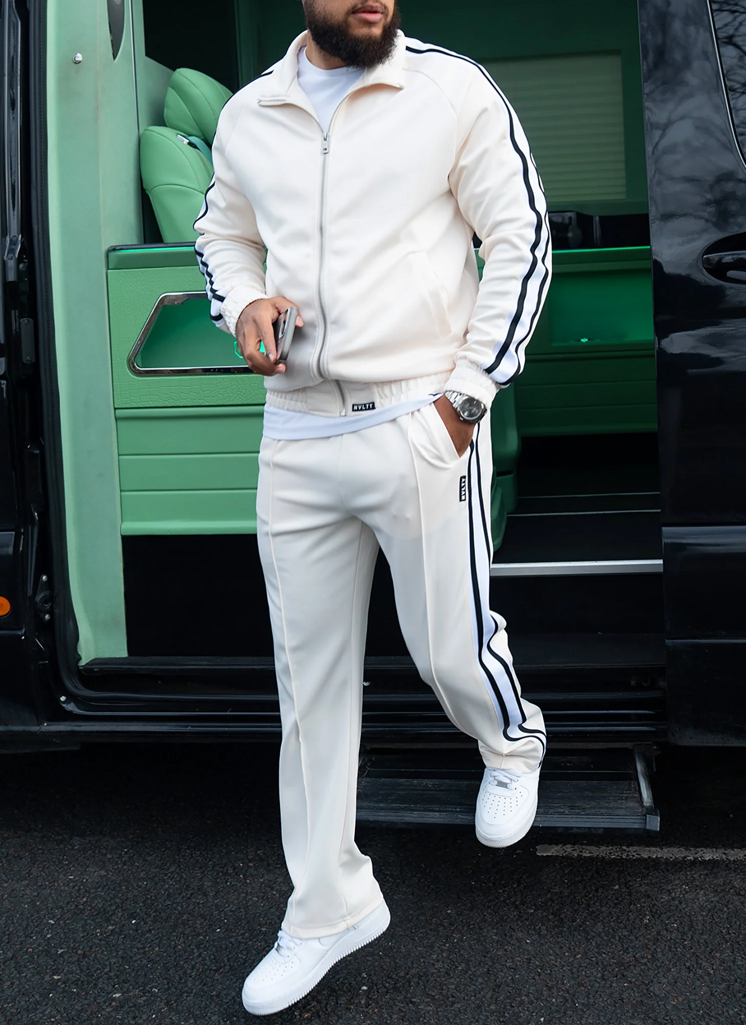 Panelled Luxe Track Jacket - Ivory - Image 4