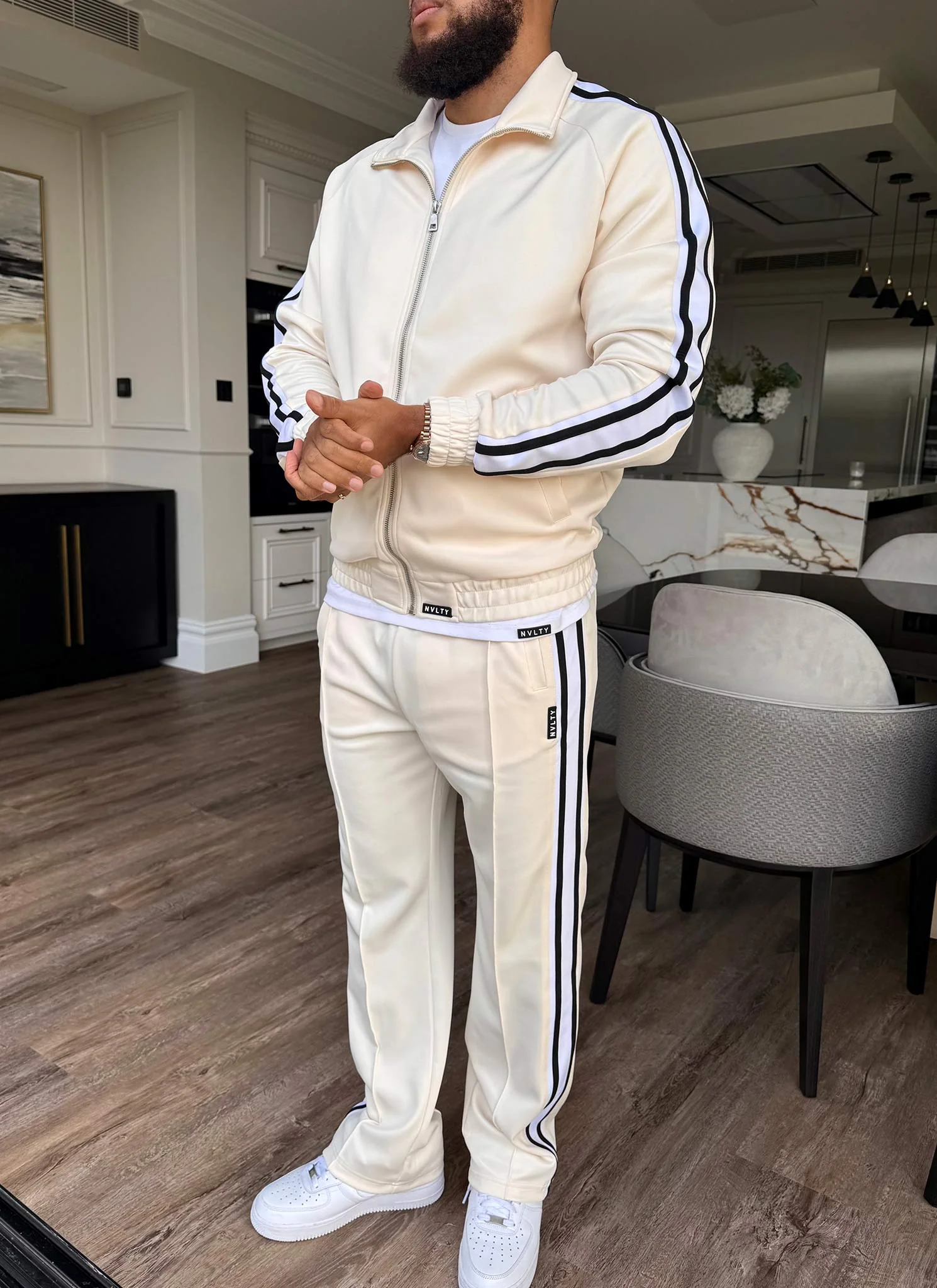Panelled Luxe Track Jacket - Ivory - Image 7