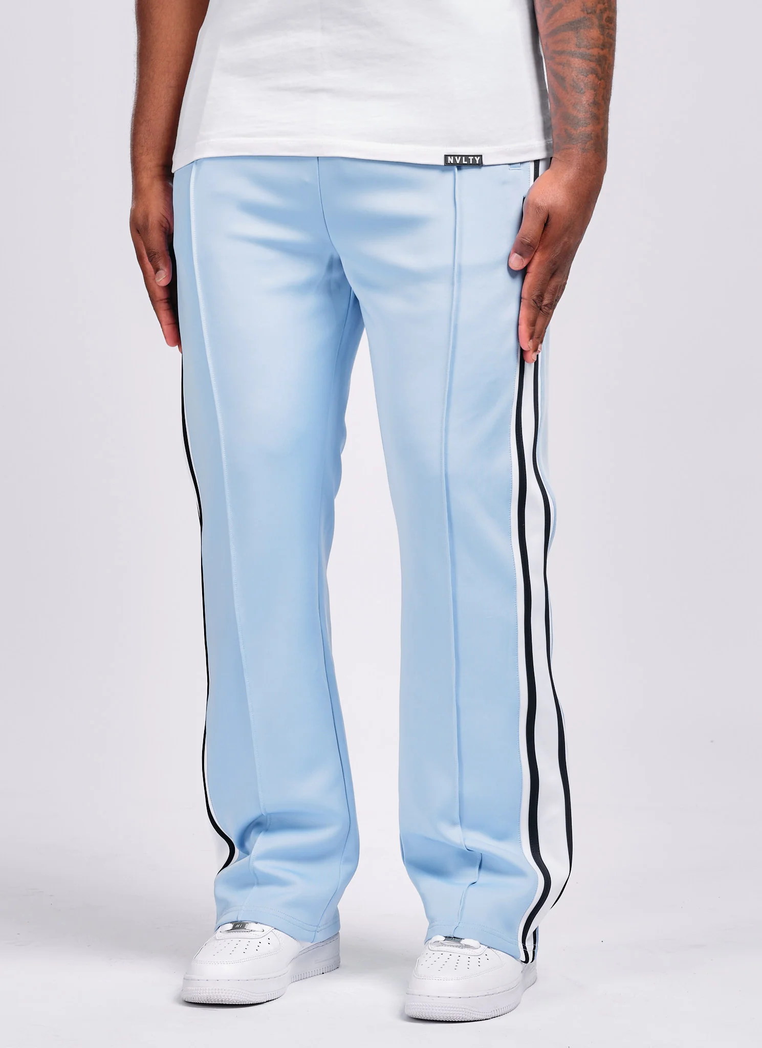 Panelled Luxe Track Pants - Baby Blue - Image 3