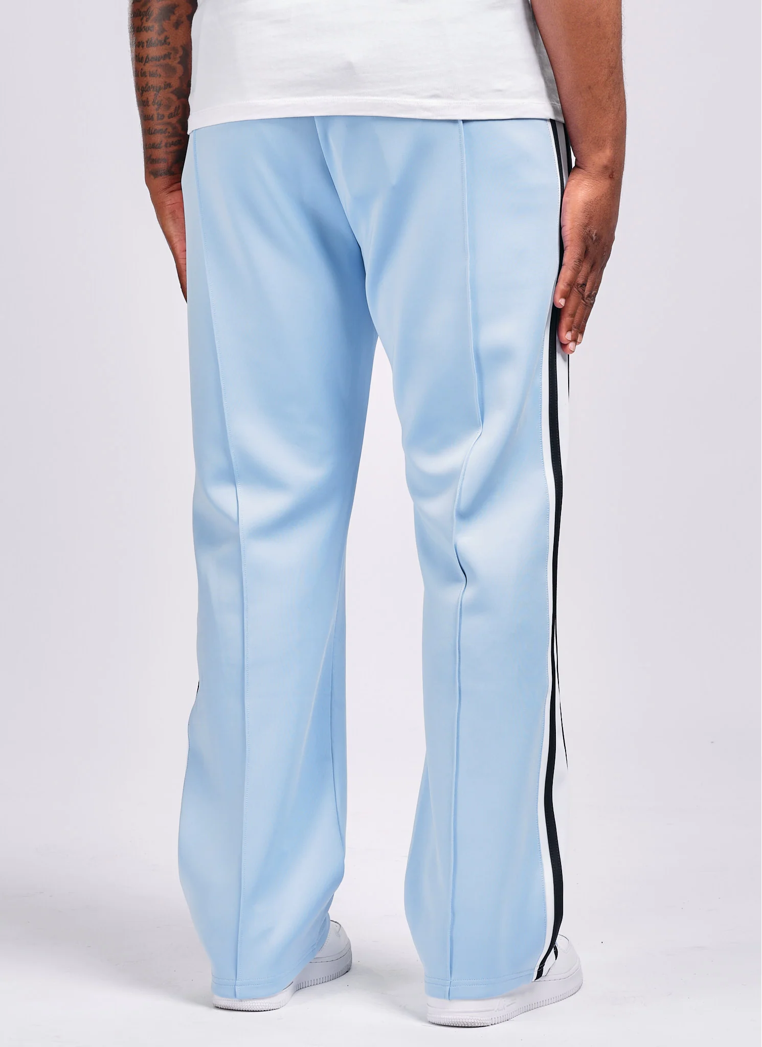 Panelled Luxe Track Pants - Baby Blue - Image 7