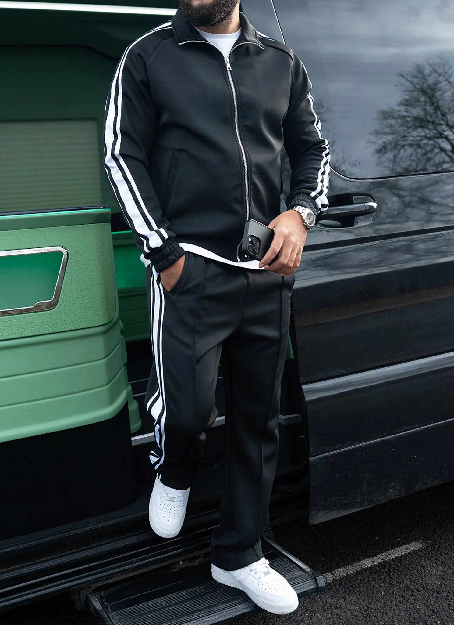Panelled Luxe Track Pants - Black - Image 11