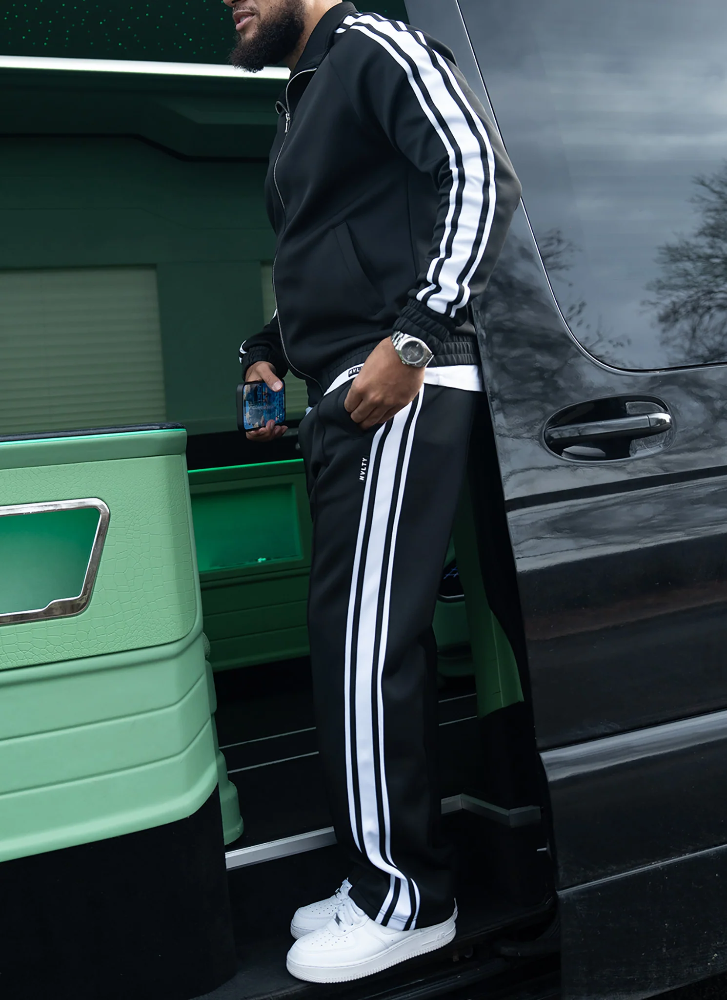 Panelled Luxe Track Pants - Black - Image 8