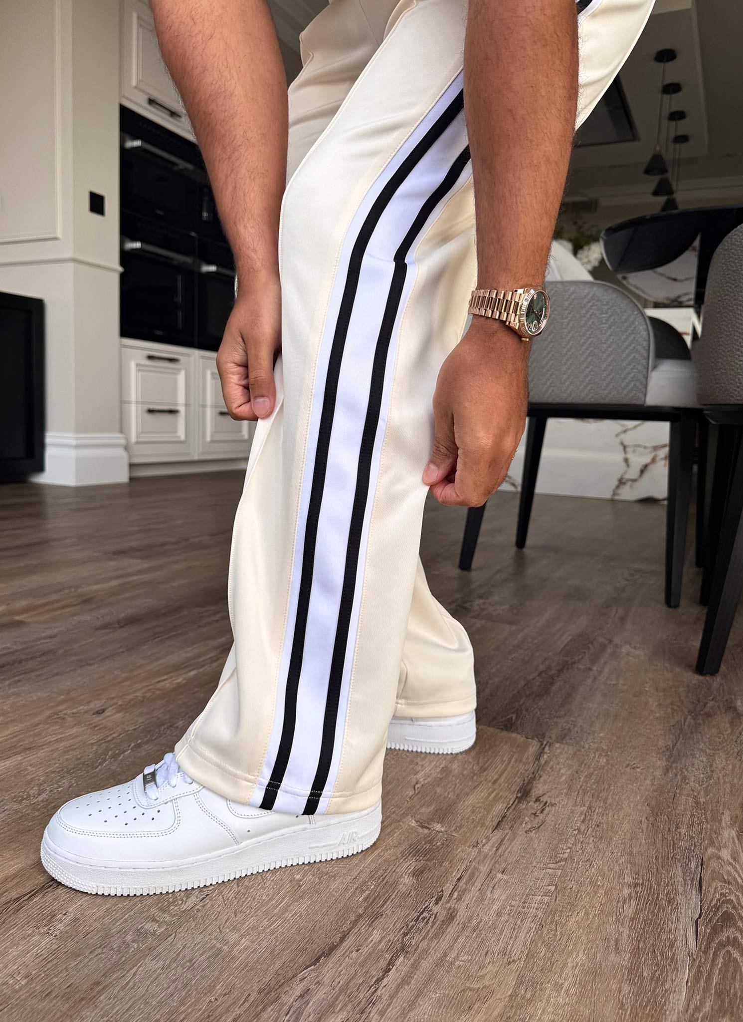 Panelled Luxe Track Pants - Ivory - Image 10