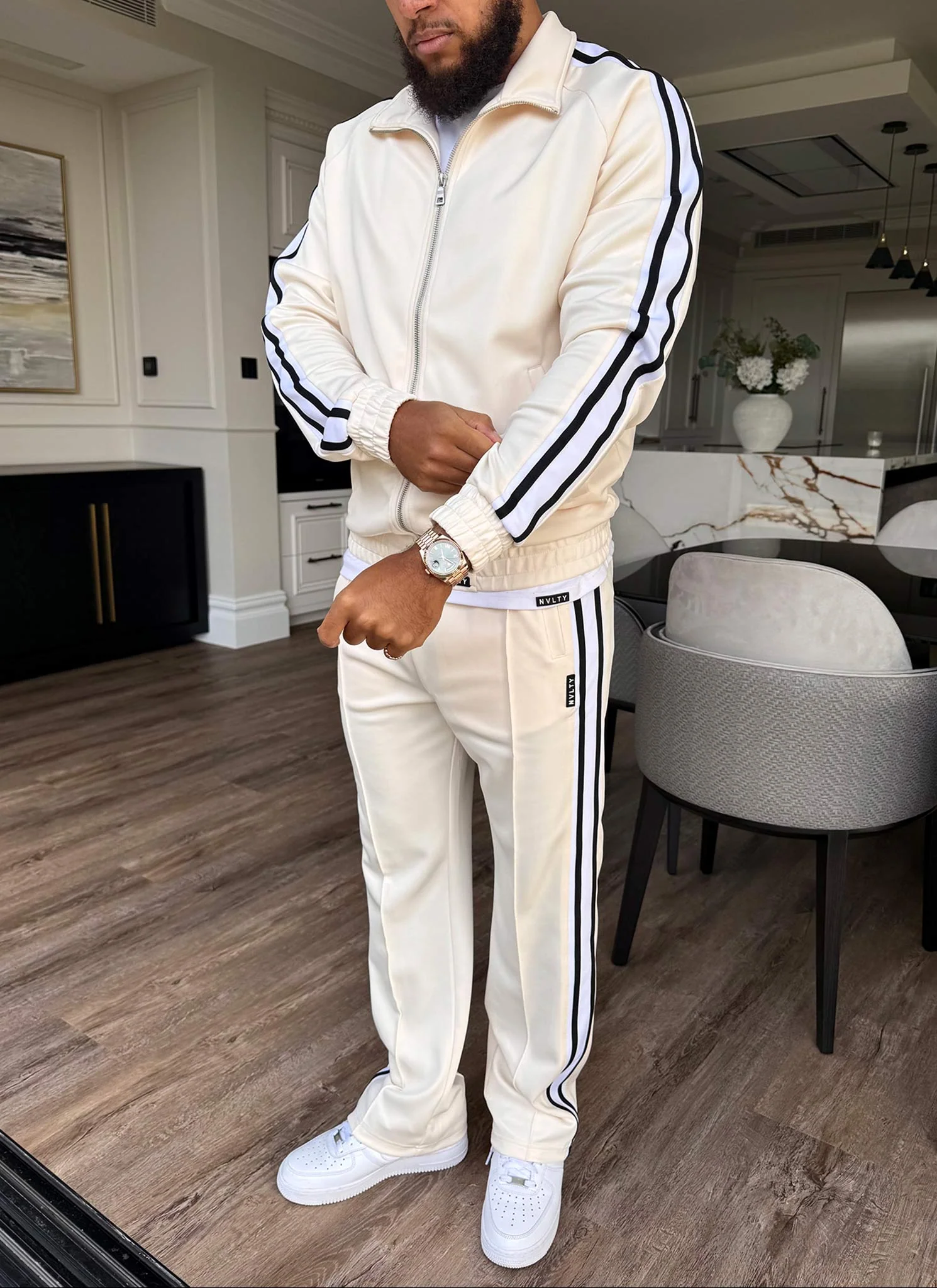 Panelled Luxe Track Pants - Ivory - Image 15