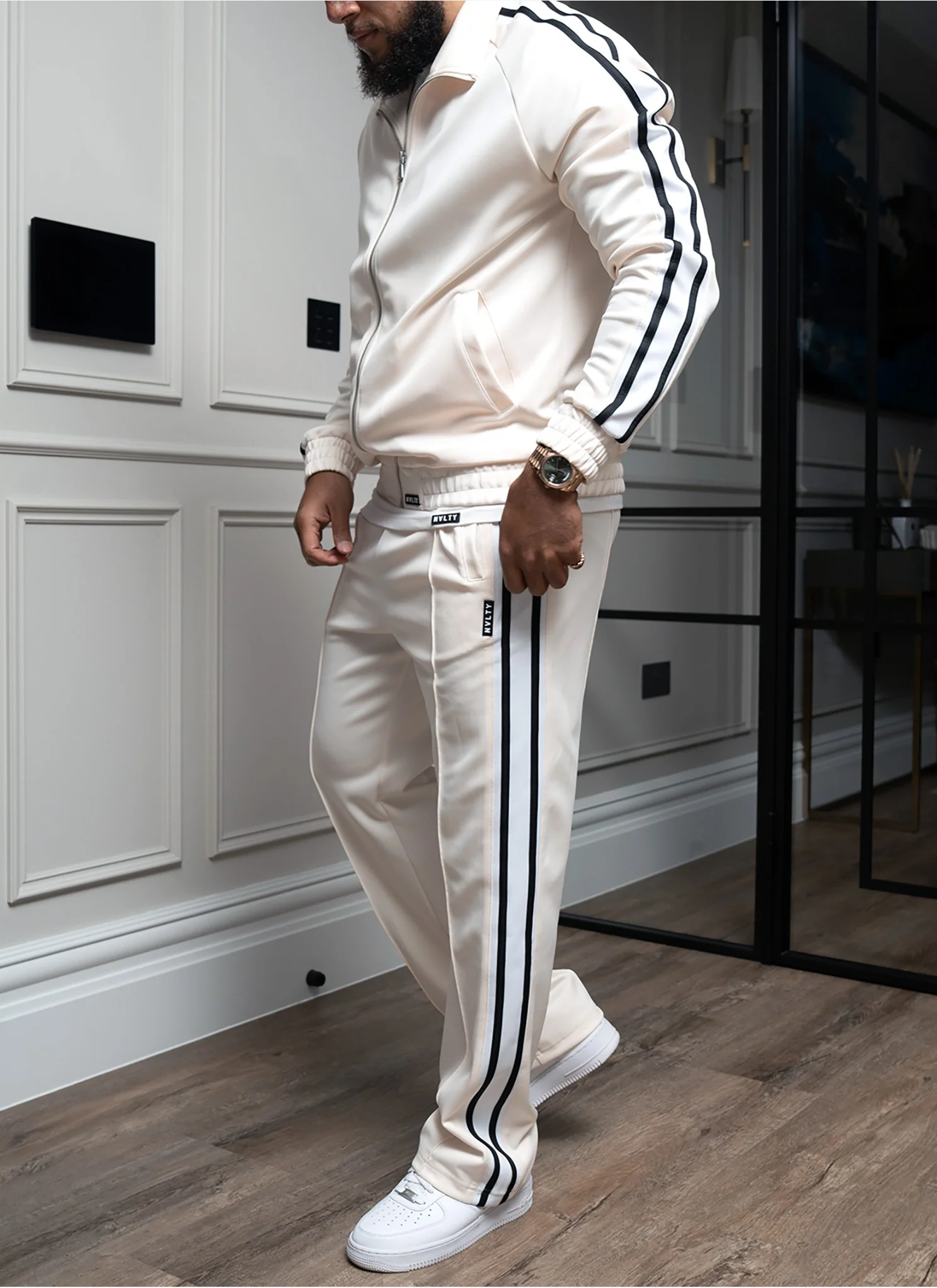 Panelled Luxe Track Pants - Ivory - Image 17