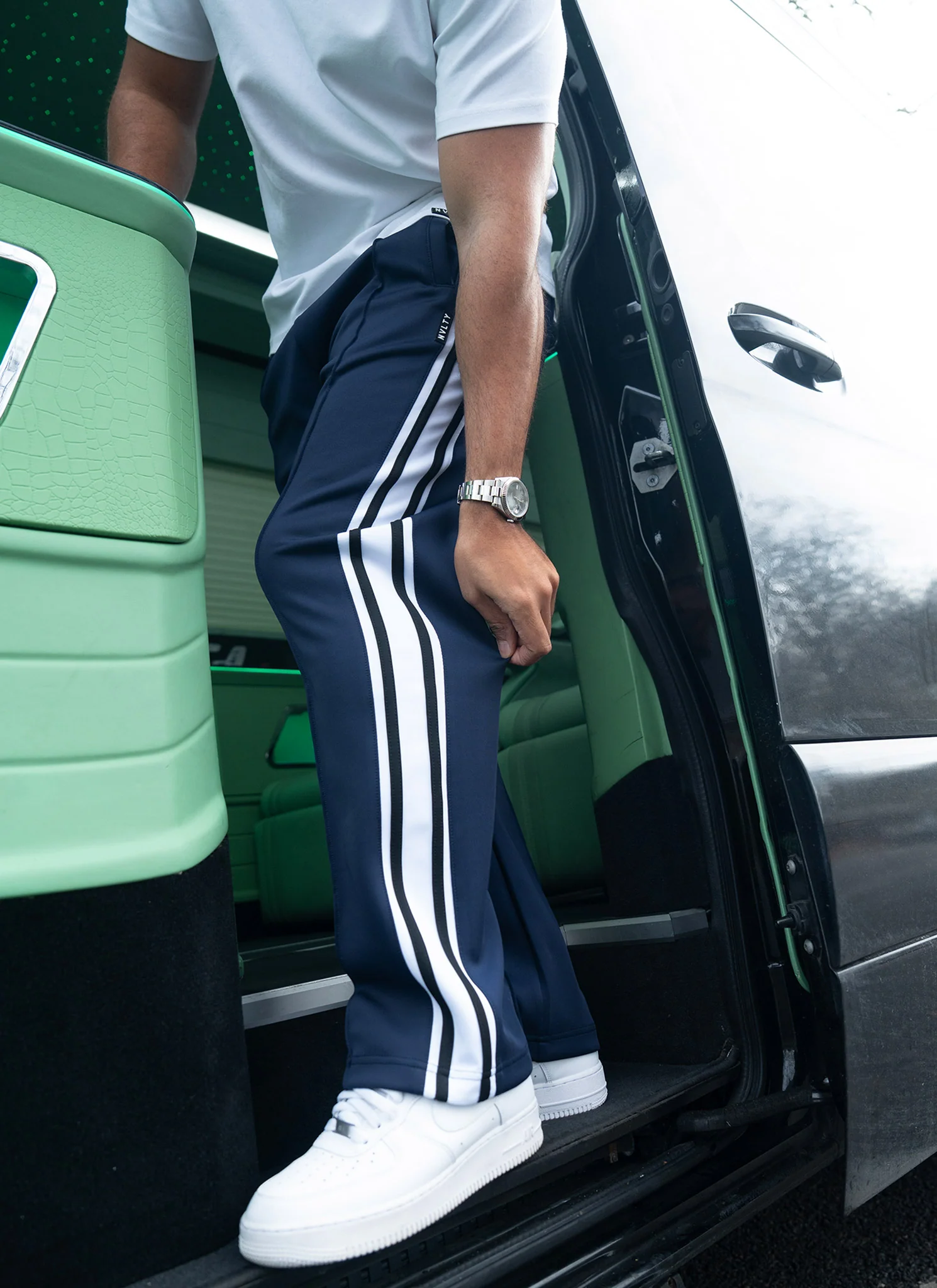 Panelled Luxe Track Pants - Navy - Image 11