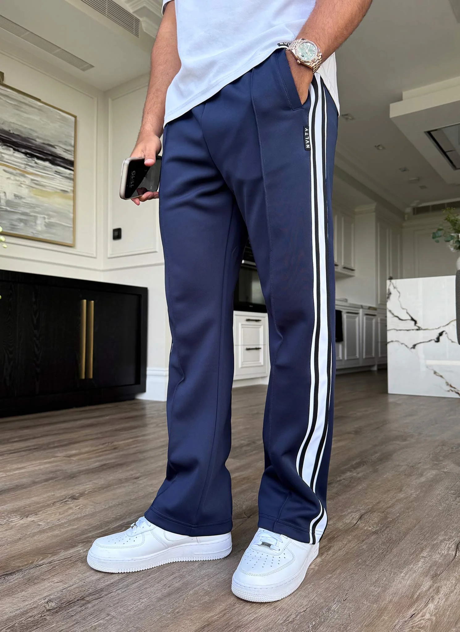 Panelled Luxe Track Pants - Navy - Image 13