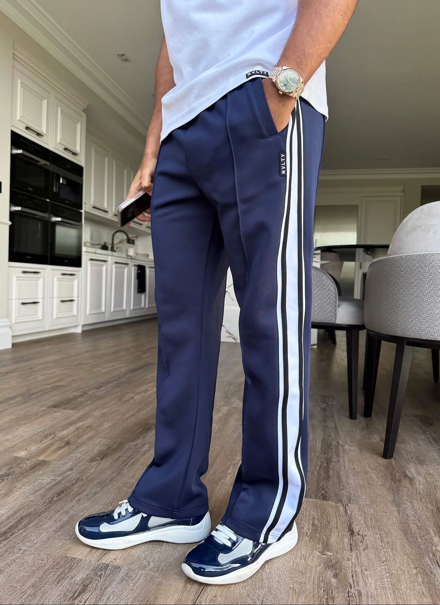 Panelled Luxe Track Pants - Navy - Image 15