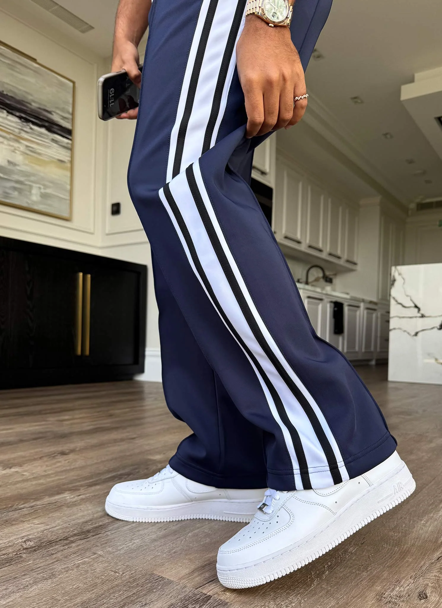 Panelled Luxe Track Pants - Navy - Image 16