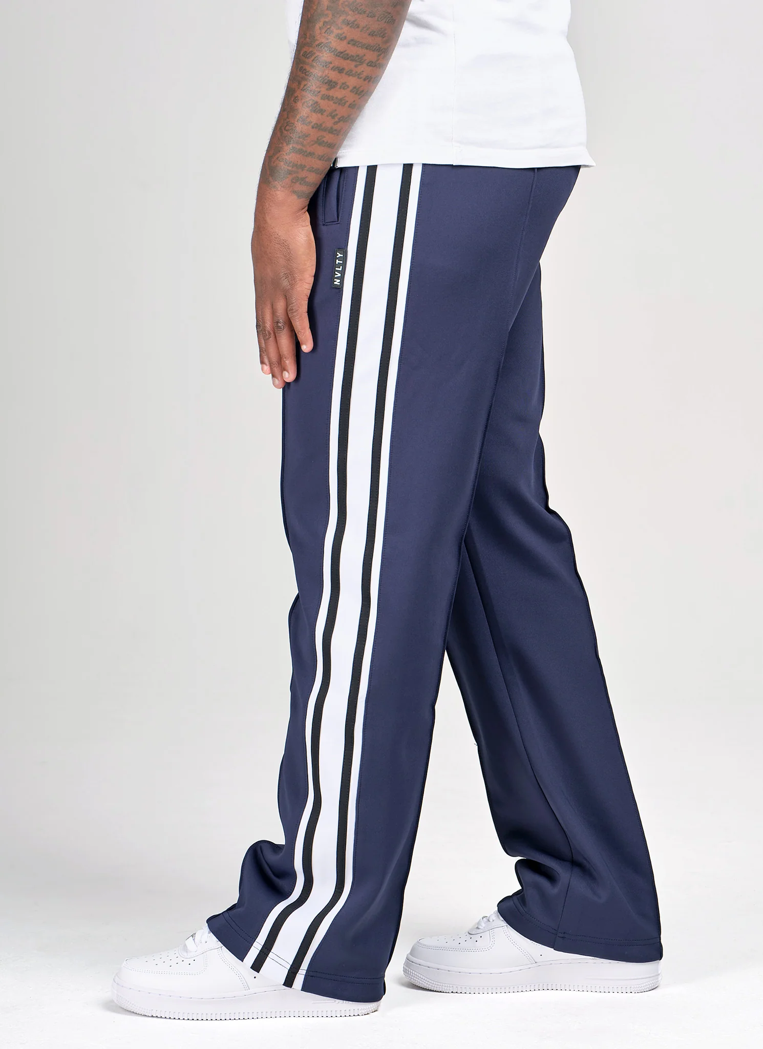 Panelled Luxe Track Pants - Navy - Image 3