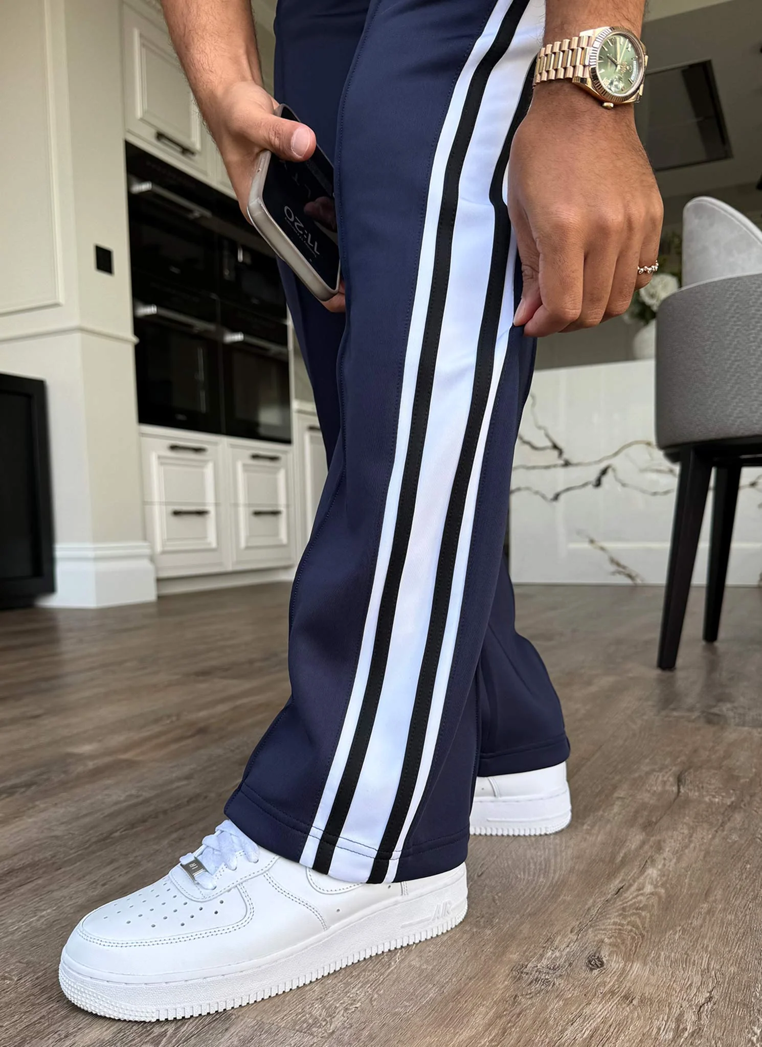Panelled Luxe Track Pants - Navy - Image 6