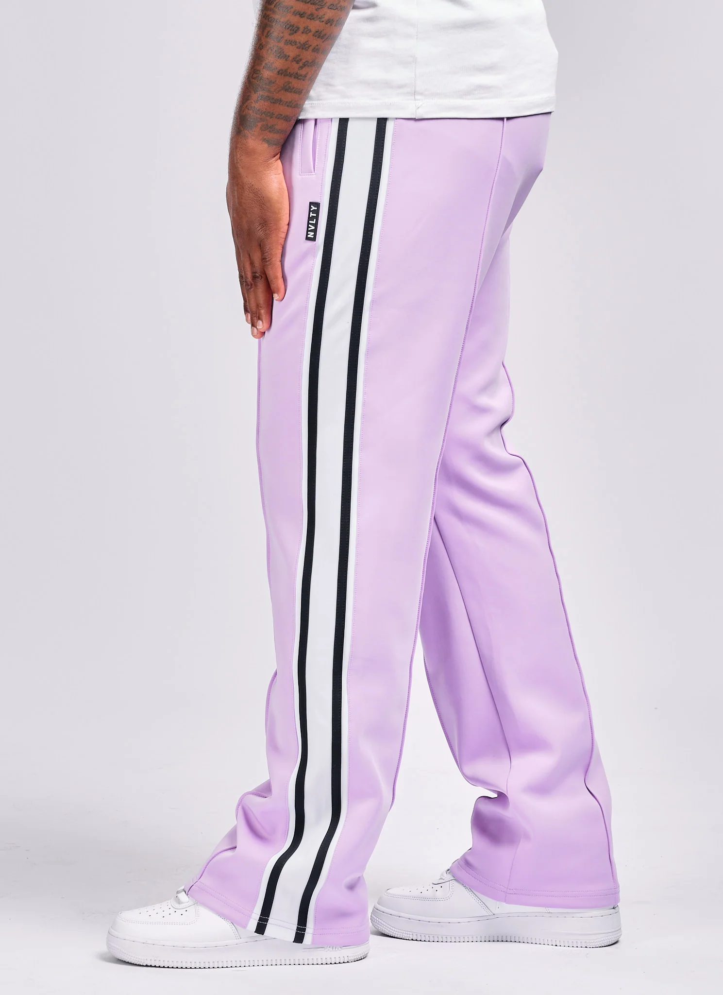 Panelled Luxe Track Pants - Purple - Image 3