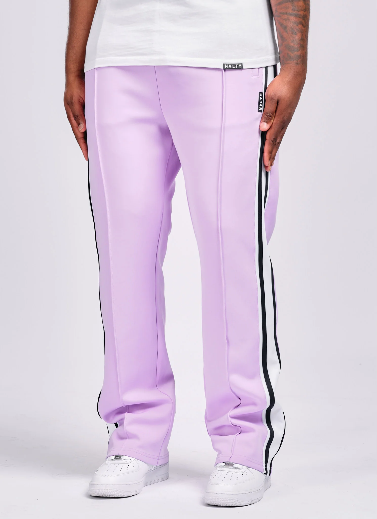 Panelled Luxe Track Pants - Purple - Image 5