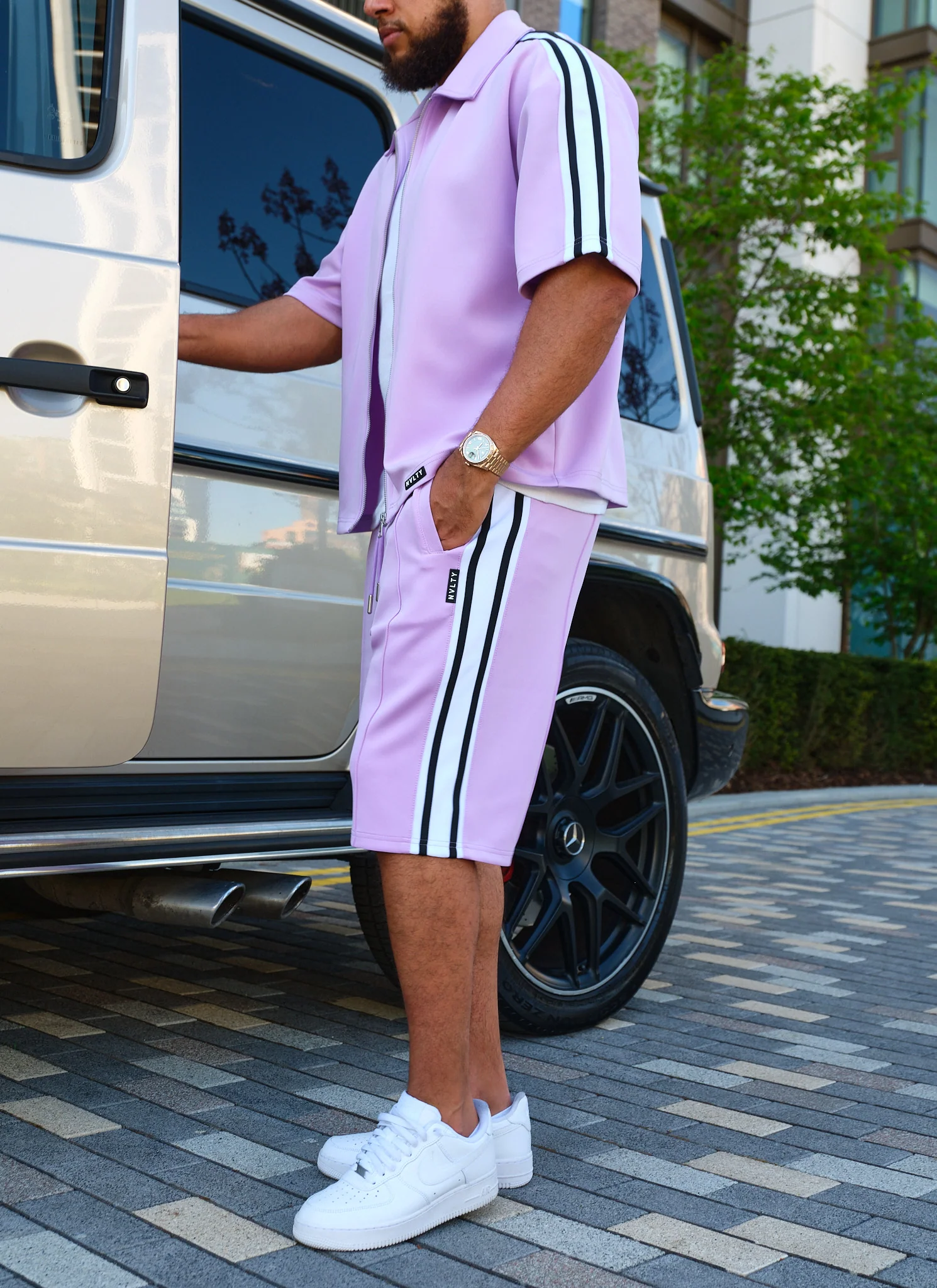 Panelled Luxe Track Shirt - Purple - Image 6