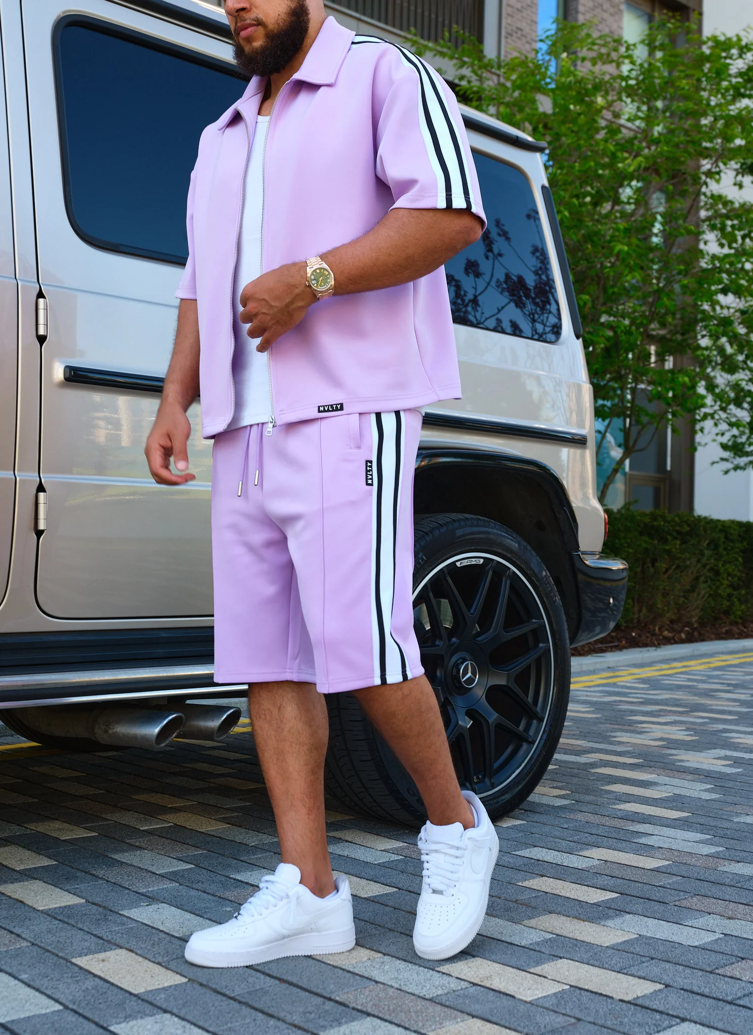 Panelled Luxe Track Shirt - Purple - Image 9