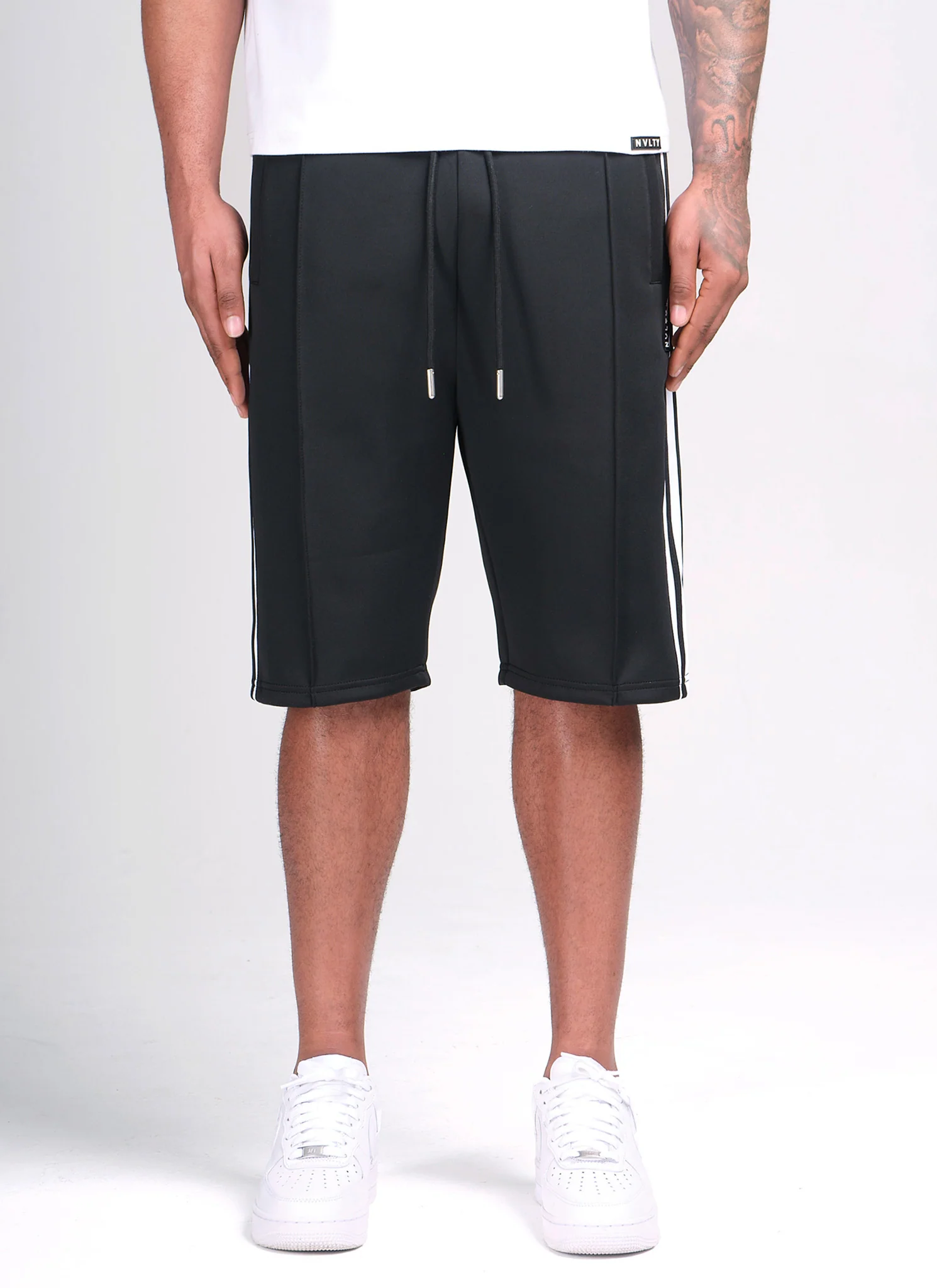 Panelled Luxe Track Shorts - Black