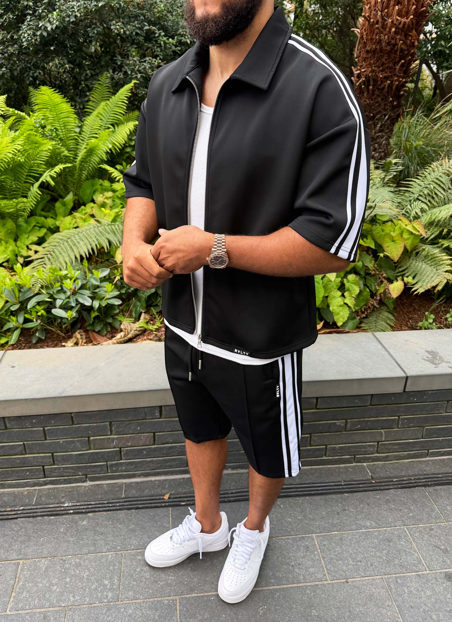Panelled Luxe Track Shorts - Black - Image 15