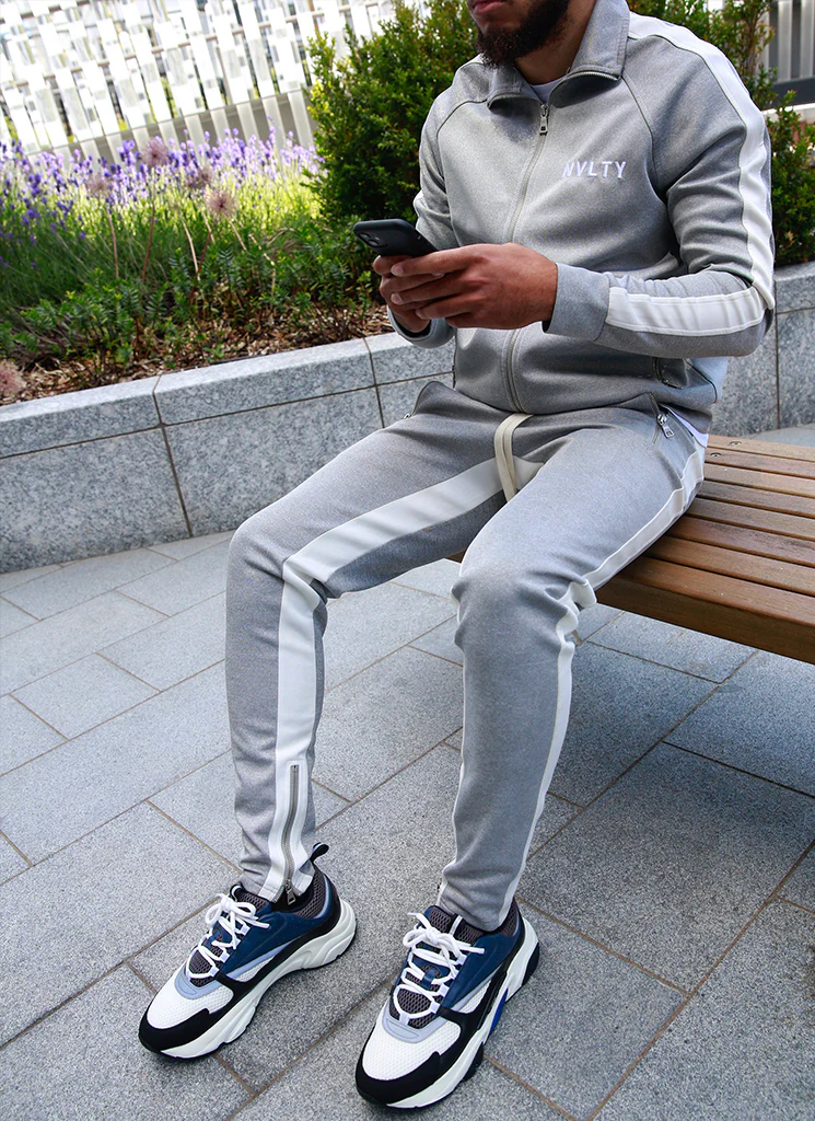 Panelled Track Jacket - Grey/White - Image 3