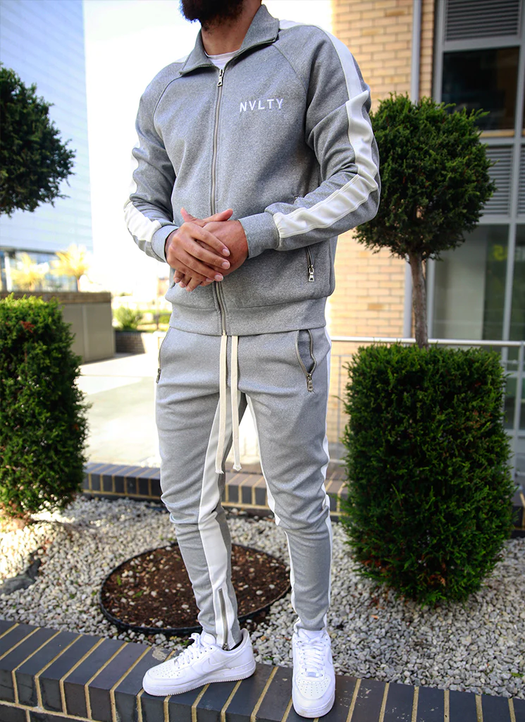Panelled Track Jacket - Grey/White - Image 8
