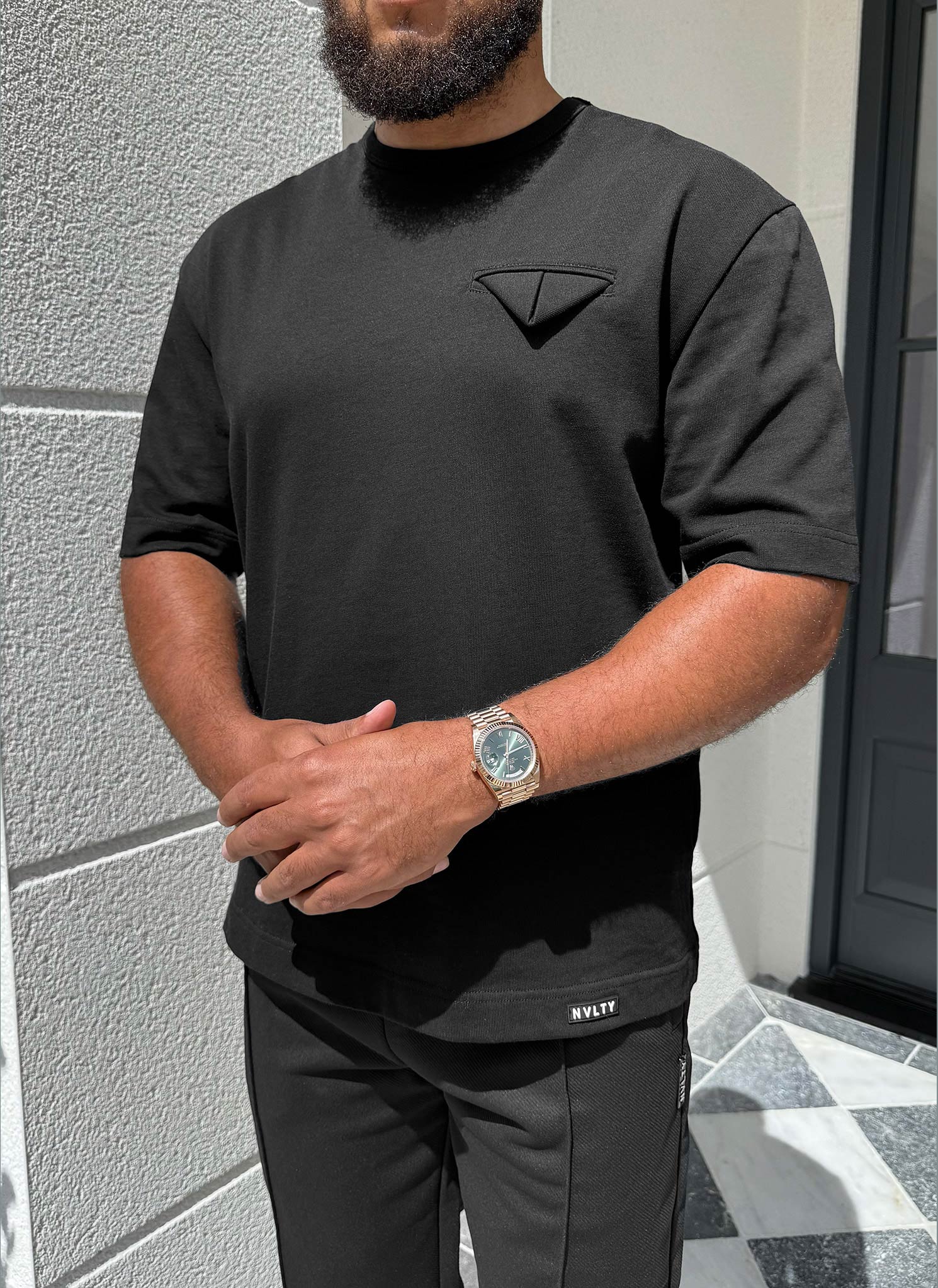 Pocket Square T-Shirt - Black - Image 4