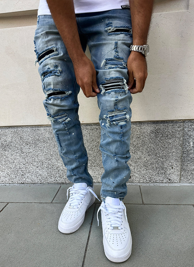 Repaired Paint Jeans - Light Blue - Image 8