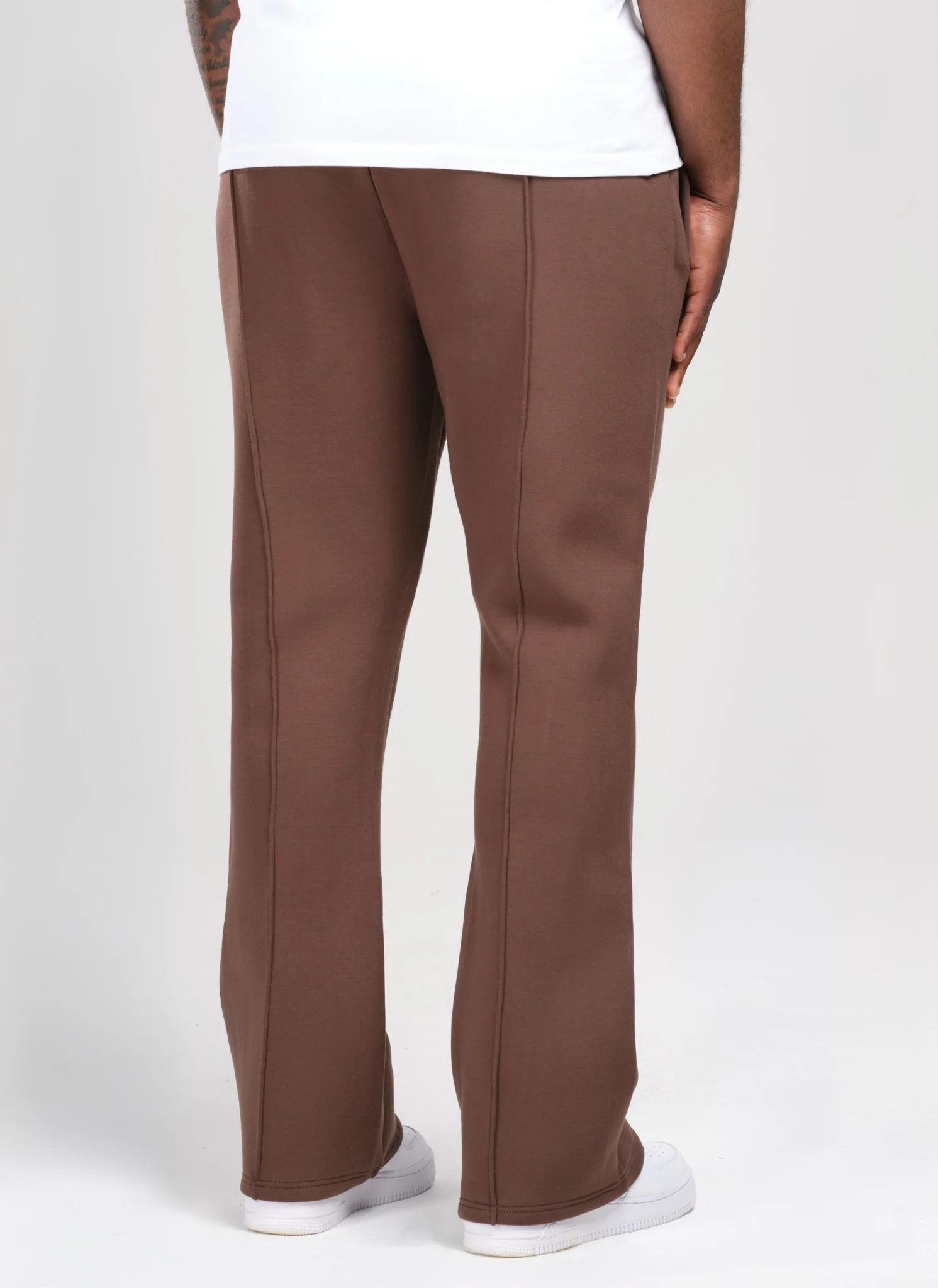 Scuba Structured Flare Pleat Joggers - Brown - Image 4
