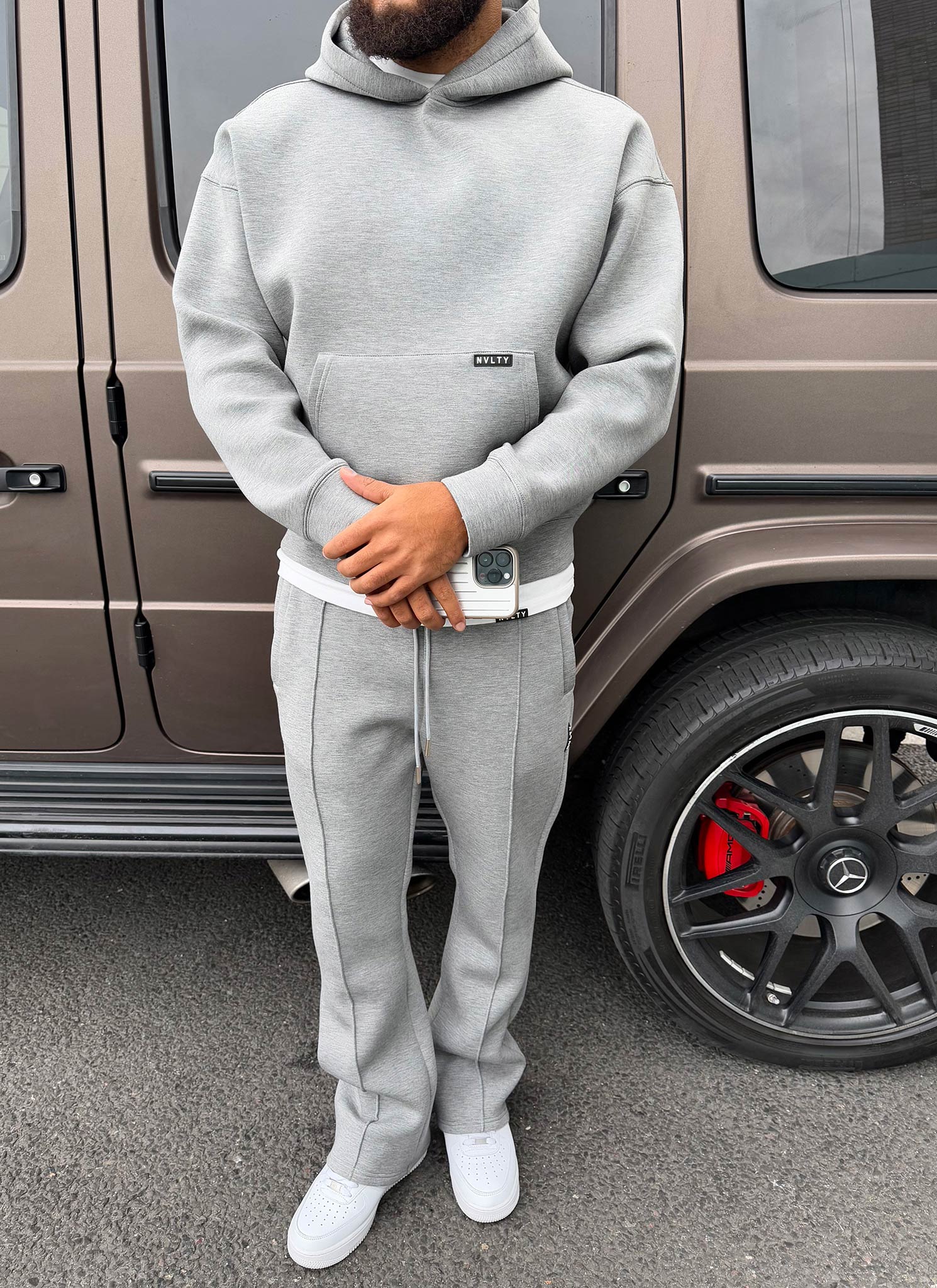 Scuba Structured Flare Pleat Joggers - Grey - Image 10