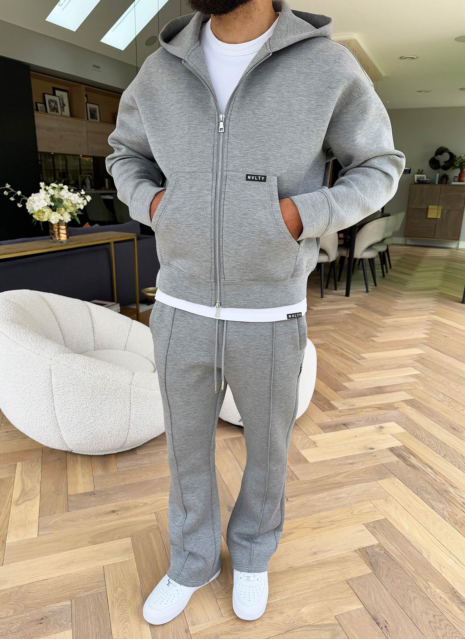 Scuba Structured Flare Pleat Joggers - Grey - Image 13