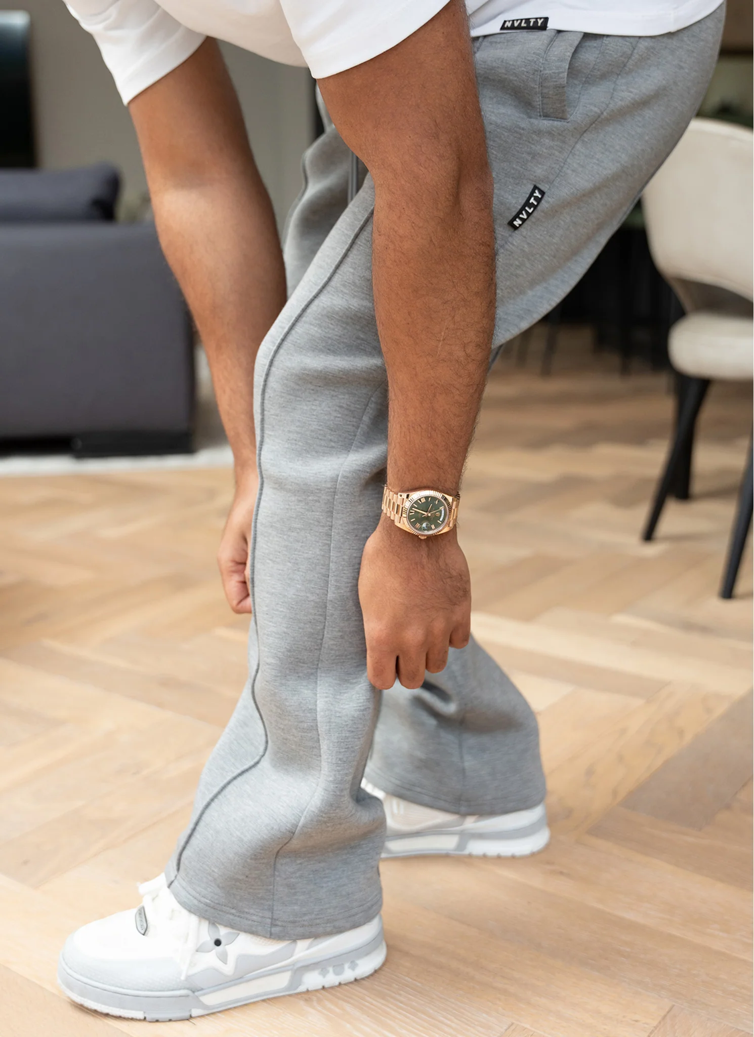 Scuba Structured Flare Pleat Joggers - Grey - Image 14