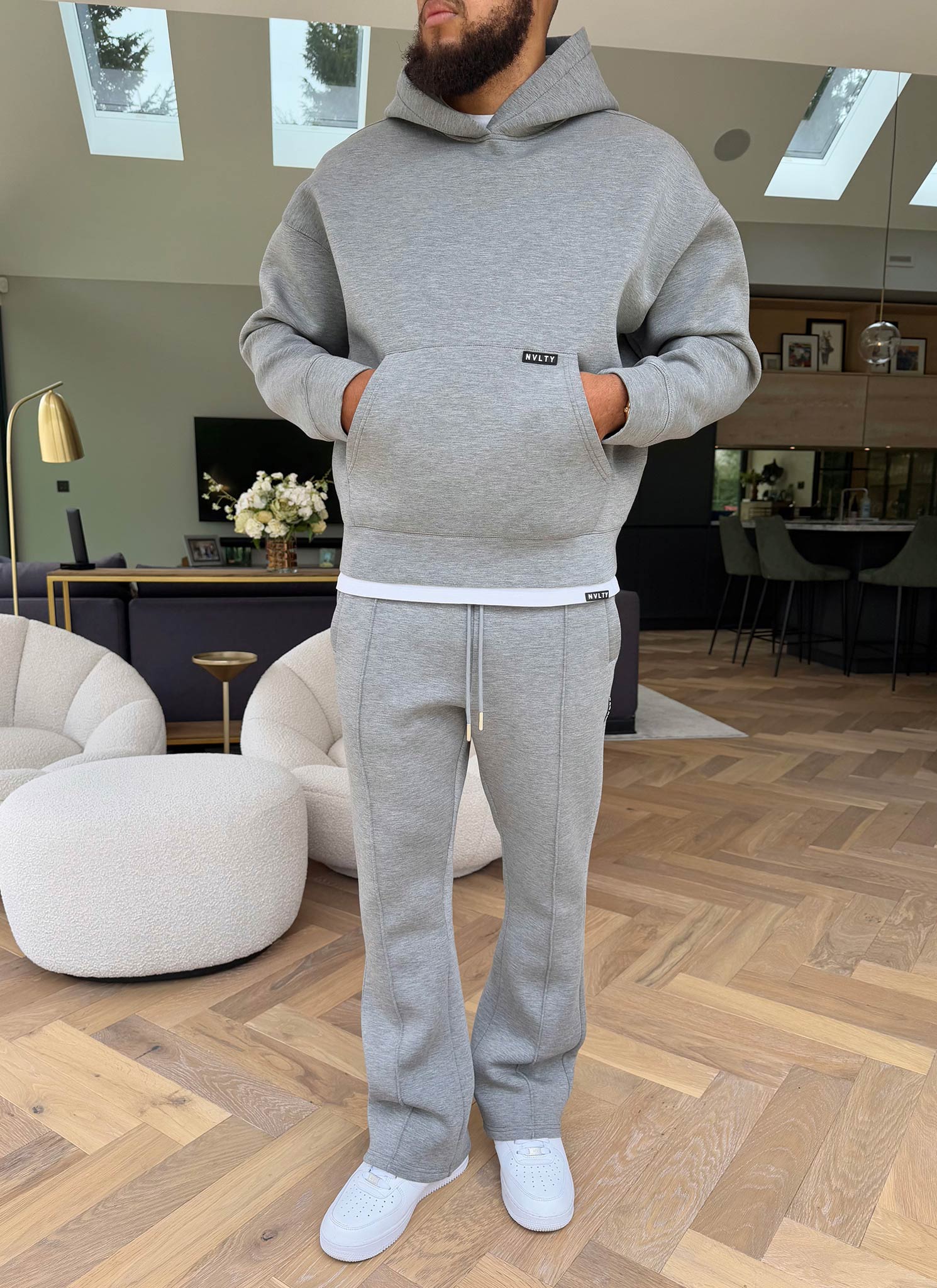 Scuba Structured Flare Pleat Joggers - Grey - Image 16