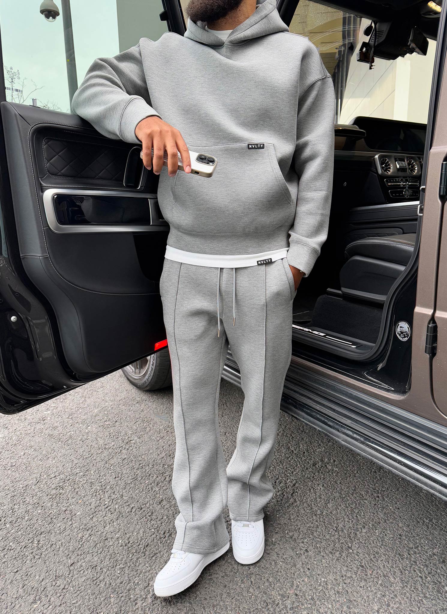 Scuba Structured Flare Pleat Joggers - Grey - Image 17
