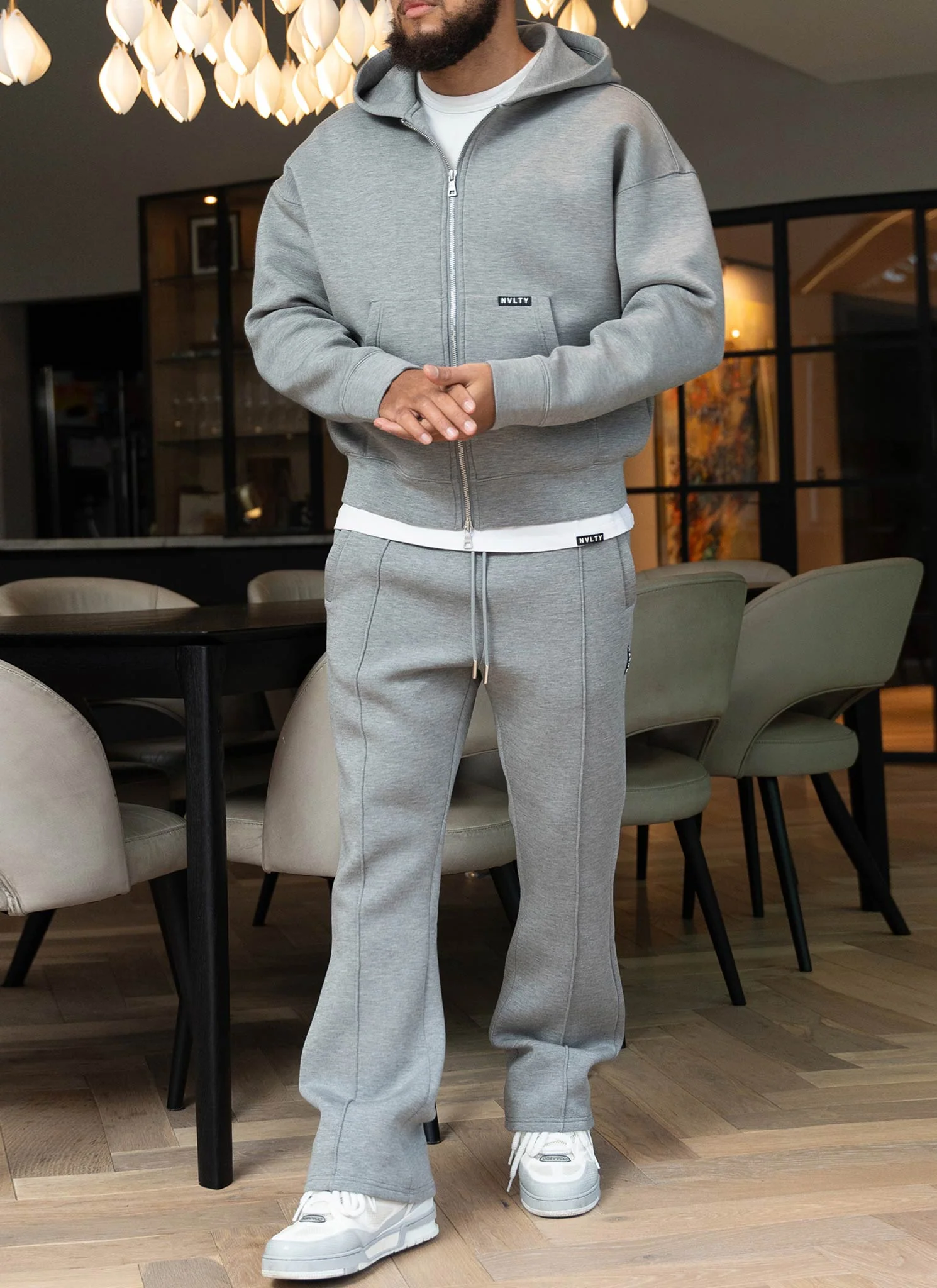 Scuba Structured Flare Pleat Joggers - Grey - Image 18
