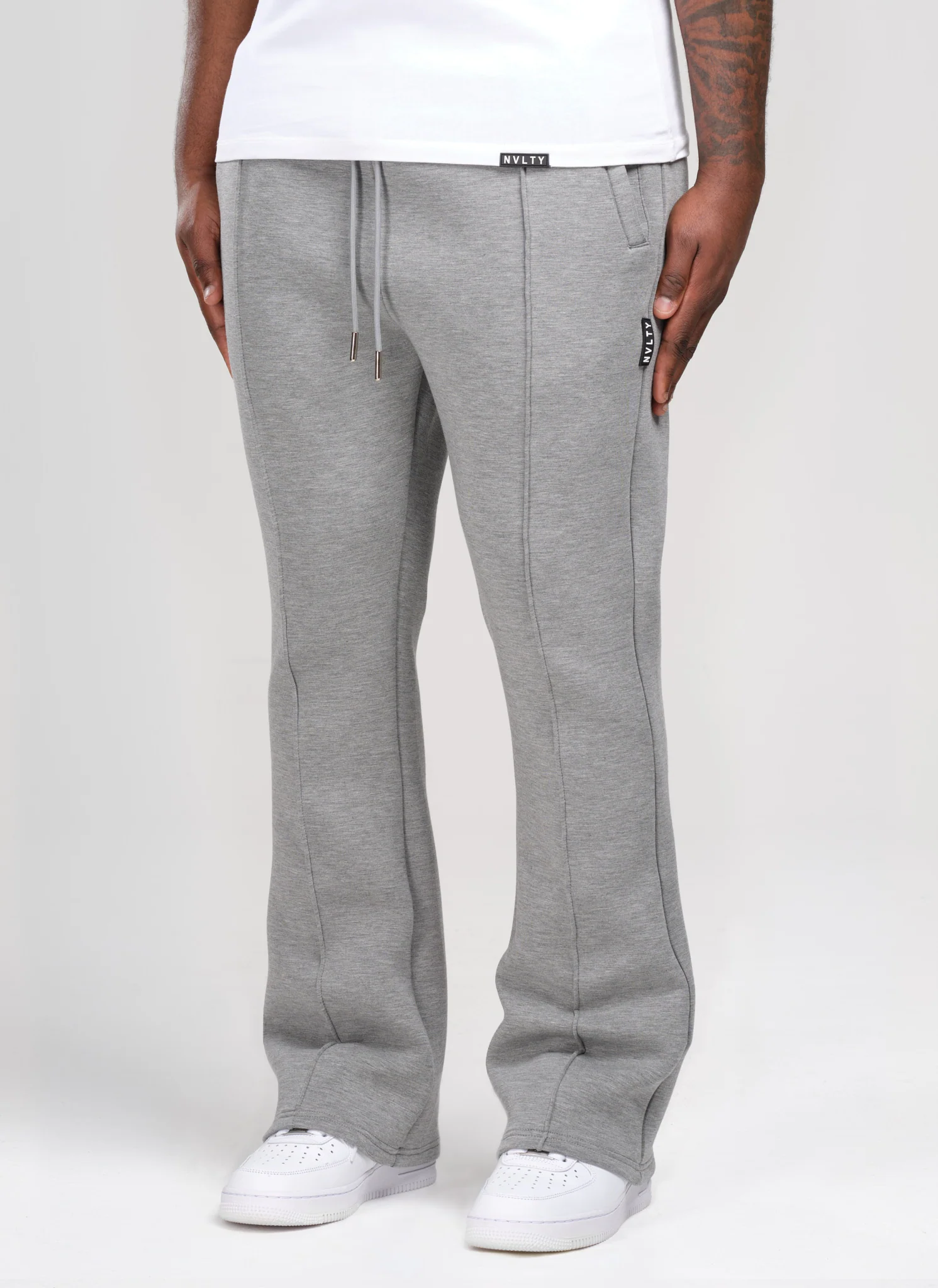Scuba Structured Flare Pleat Joggers - Grey - Image 2