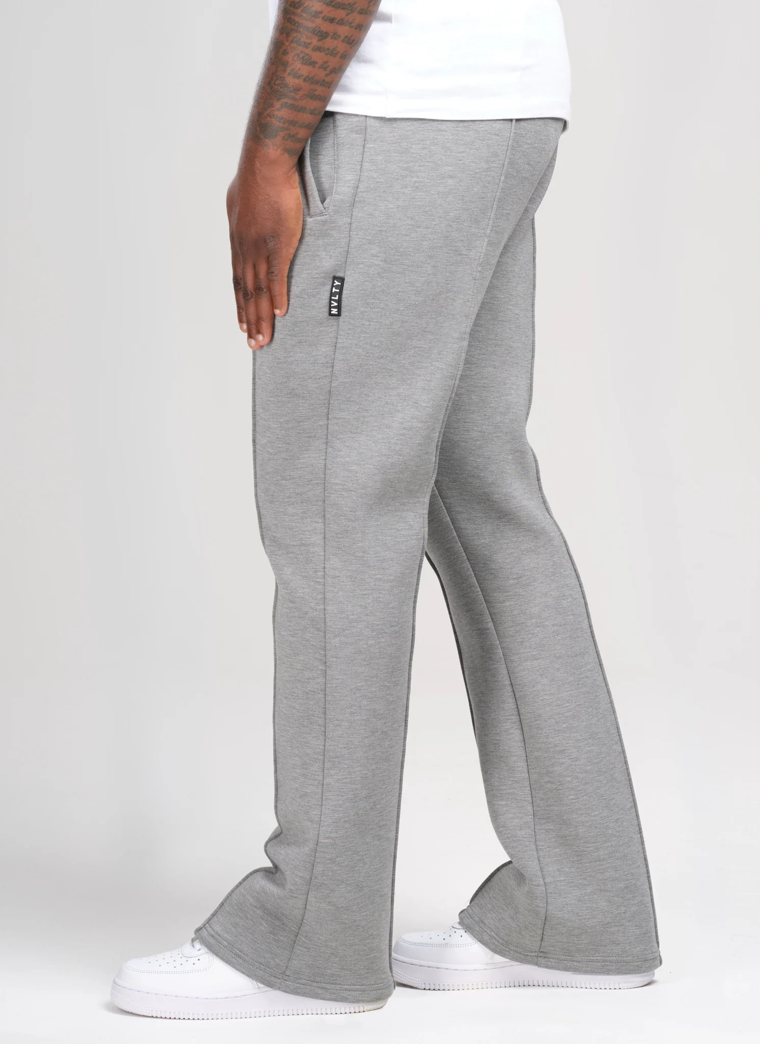 Scuba Structured Flare Pleat Joggers - Grey - Image 7