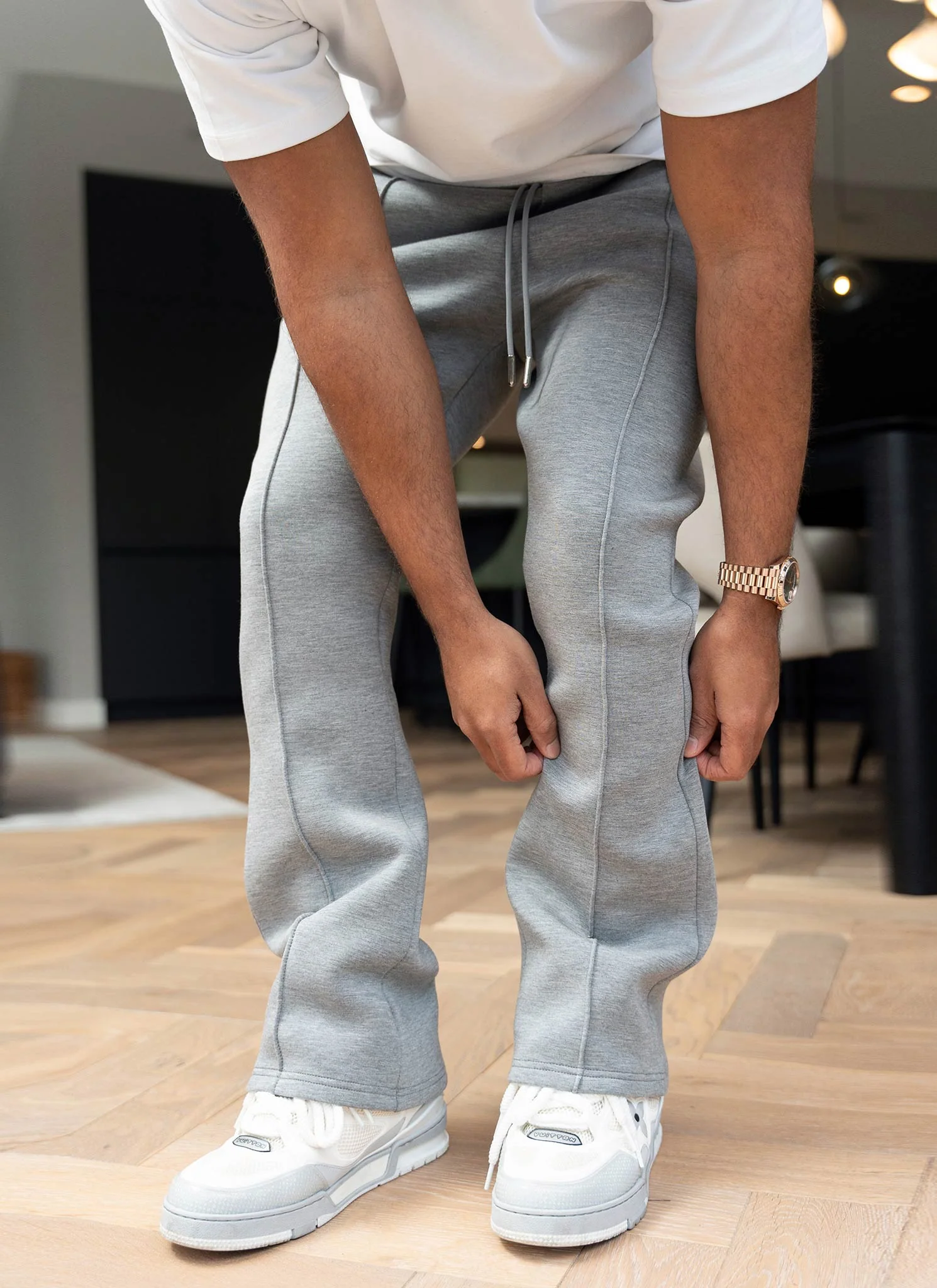 Scuba Structured Flare Pleat Joggers - Grey - Image 9